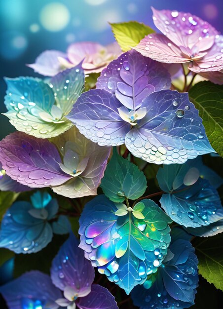 Holografische bloemen van hortensia