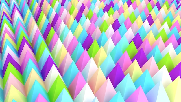 Holografische piramides achtergrond 3d illustratie Multicolor behang Gladde pastel textuur Spikes abstracte Scherpe objecten 3D-rendering backdrop