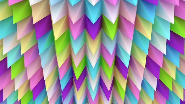 Holografische piramides achtergrond 3d illustratie Multicolor behang Gladde pastel textuur Spikes abstracte Scherpe objecten 3D-rendering backdrop