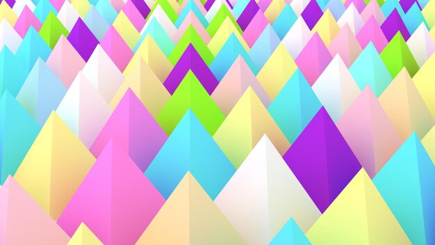 Holografische piramides achtergrond 3d illustratie Multicolor behang Gladde pastel textuur Spikes abstracte Scherpe objecten 3D-rendering backdrop