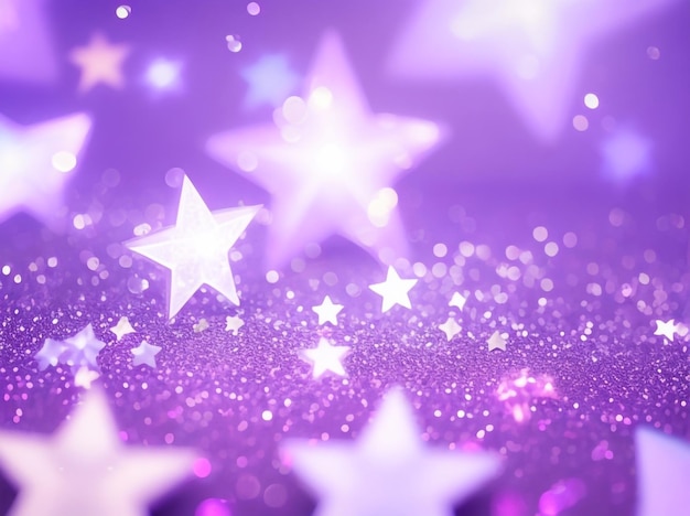 Holografische sterren op trendy paarse achtergrond