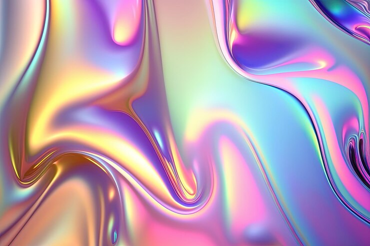 Holografische vloeibare achtergrond Holografische kleurtextuur met folie-effect Halografische iriserende achtergrond Parelmoerverloop voor ontwerpafdrukken Regenboogmetaal Generatieve ai