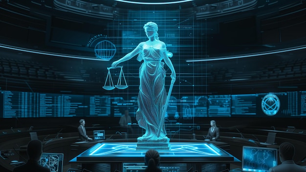 Foto holografische wet de toekomst van de rechtspraak in de rechtszaal