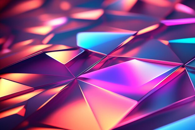 Hologram background neon disco confetti holographic 3D crystal texture background faceted