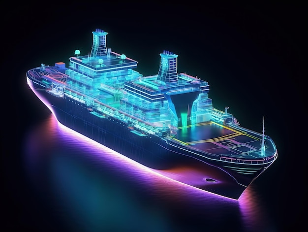 hologram cargo ship virtual map design ai generated