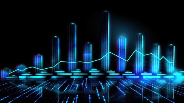 ホログラム 財務成長 上昇傾向と生成される AI の増加を示すチャートとグラフ