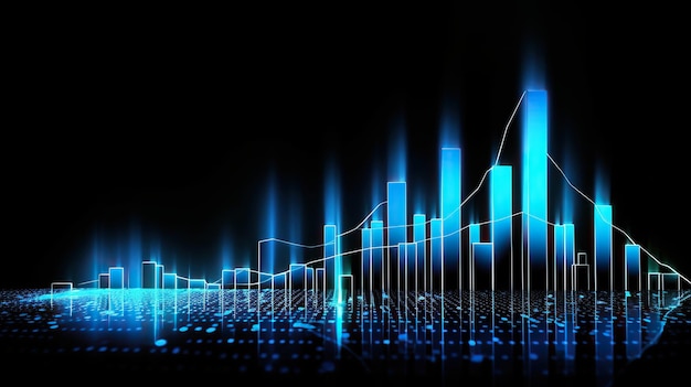 ホログラム 財務成長 上昇傾向と生成される AI の増加を示すチャートとグラフ