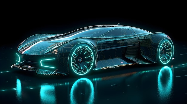 Hologram futuristic electric car generative ai