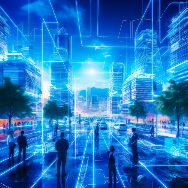 hologram futuristische slimme stad