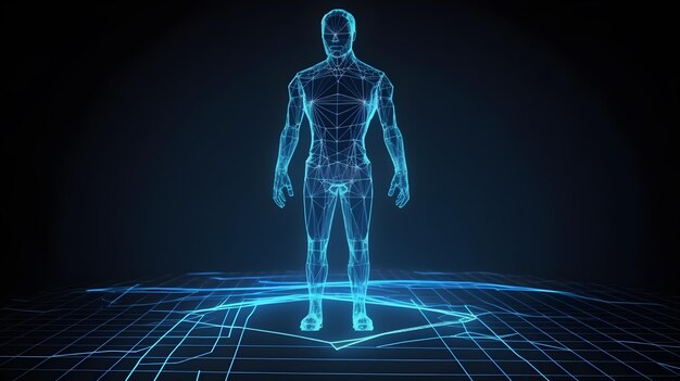 Photo hologram human 3d model illustration generative ai