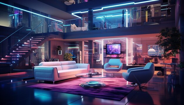 Photo hologram interior design conceptional architecture