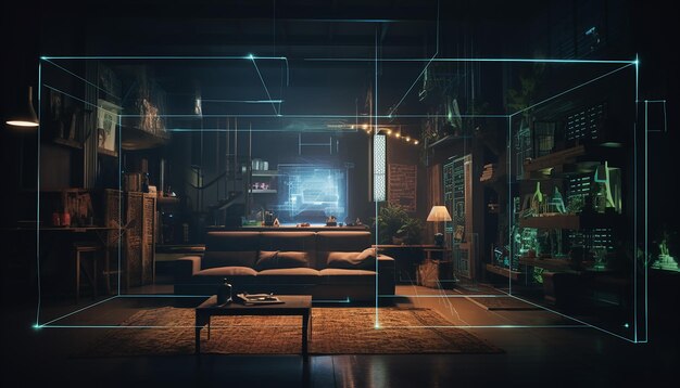 Hologram interior design conceptional architecture