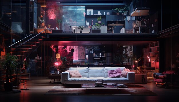 Hologram interior design conceptional architecture