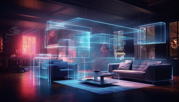 Hologram interior design conceptional architecture