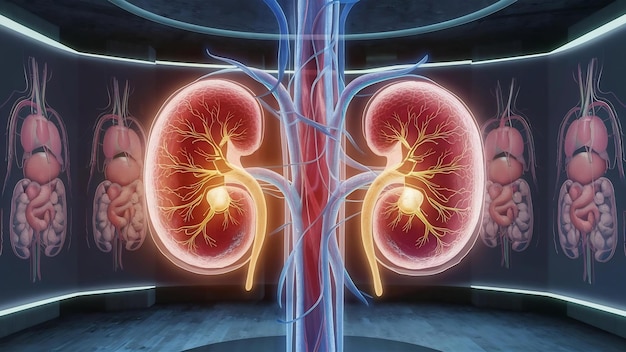 Hologram of the kidneys in the human body