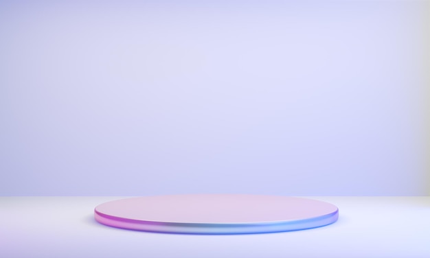 Hologram kleur podium cirkel display achtergrond roze blauw licht met schone muur in paars thema