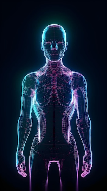 Hologram menselijke 3D-model illustratie generatieve ai