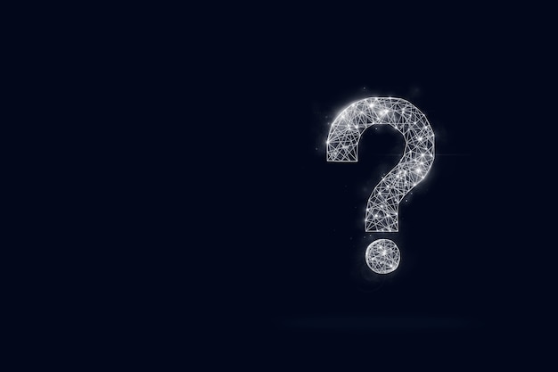 Hologram of the question mark on dark blue background.