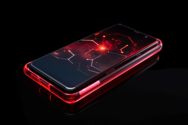 Hologram red mobile phone Generate Ai