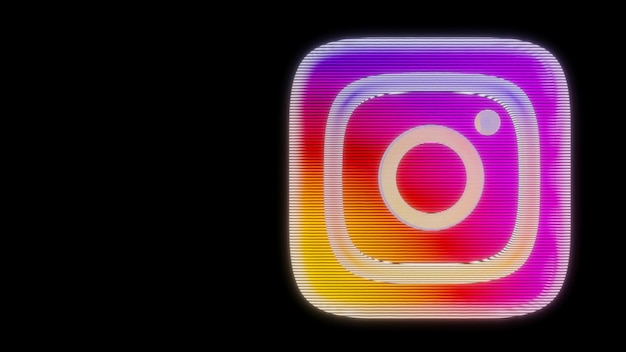 写真 ホログラムスタイルのinstagramロゴ3dレンダリングモダン