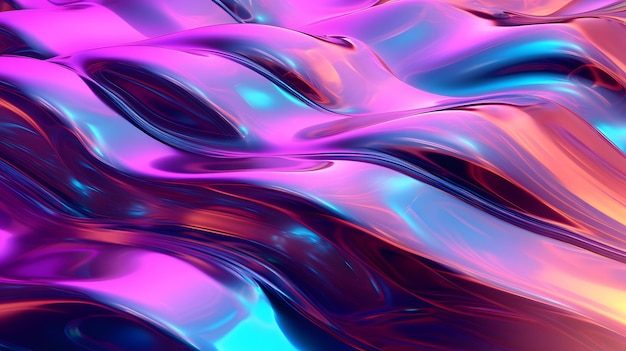 Holographic 3d wave rippled liquid texture background