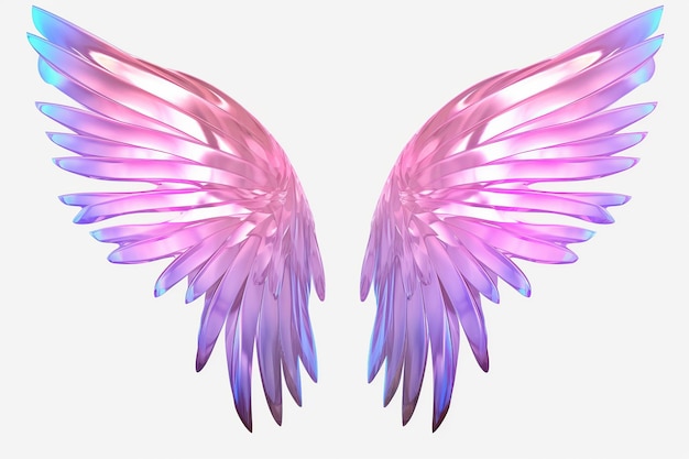 Photo holographic angel wings on a white background