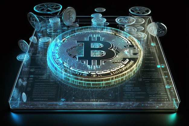 Holographic Bitcoin A New Era for Currency and Technology Ai Generated Art Work