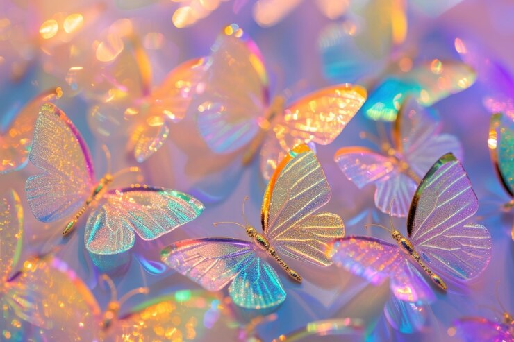 Photo holographic butterflies background backgrounds glitter decoration