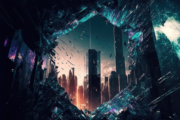 Holographic city in shattered glass