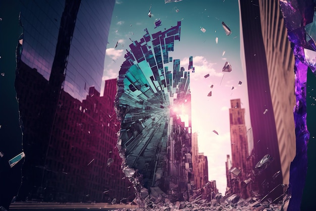 Holographic city in shattered glass