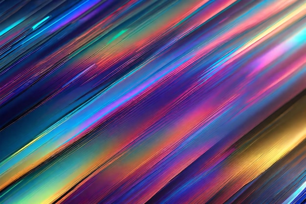 ホログラフィックカラーのブラシをかけられた金属の背景