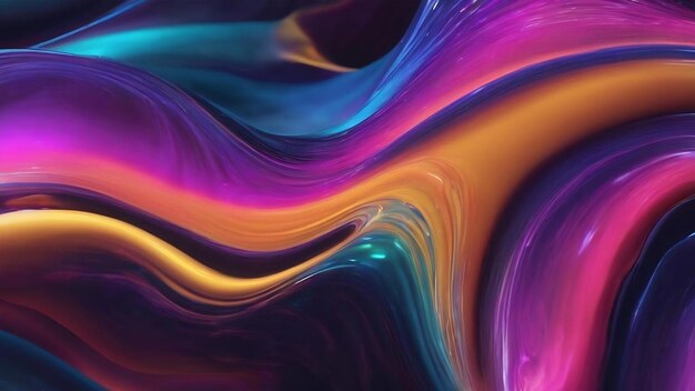 Holographic curves neon fluid flow glossy abstract