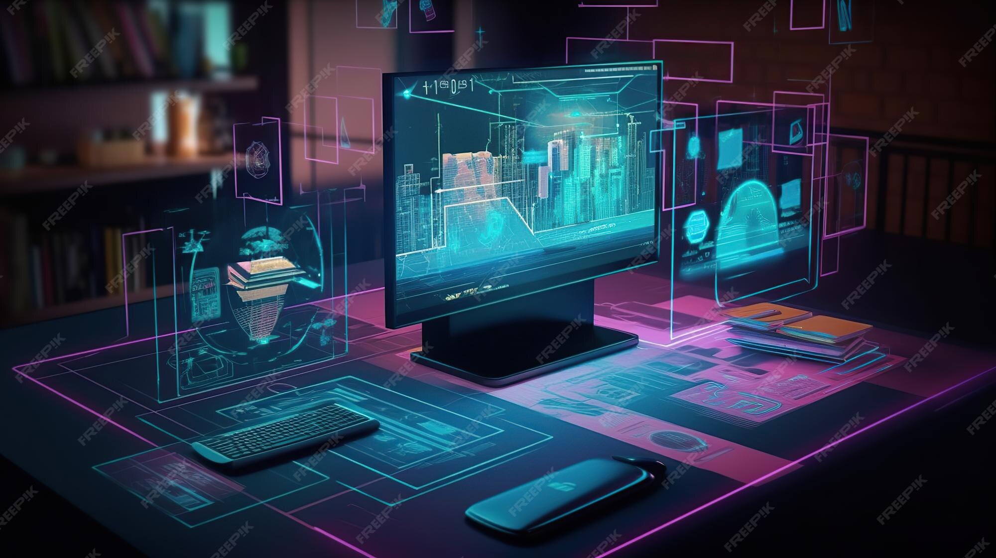 Premium AI Image | Holographic displays and interactive interfaces ...