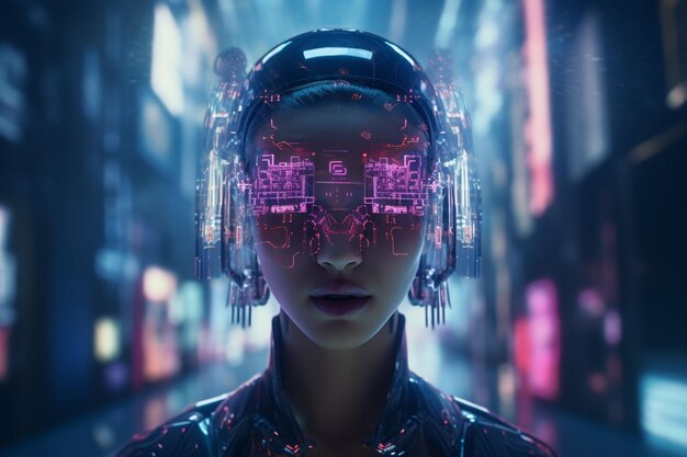 Holographic Faceless program CyberpunkGenerative AI