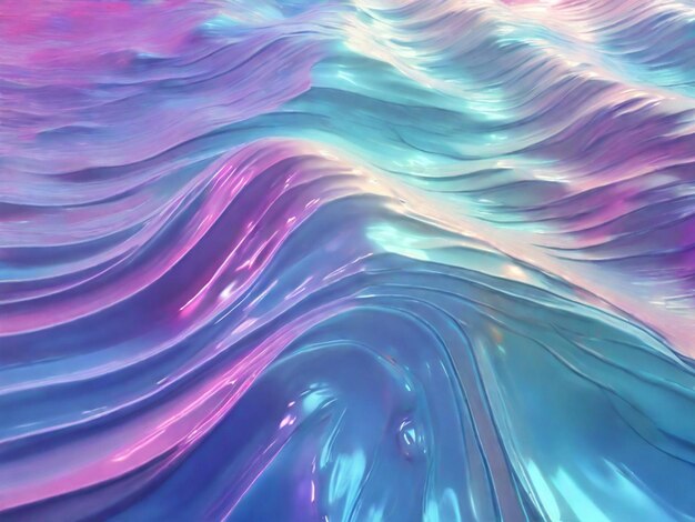 Holographic foil Abstract wallpaper background Hologram texture liquid wave Modern design