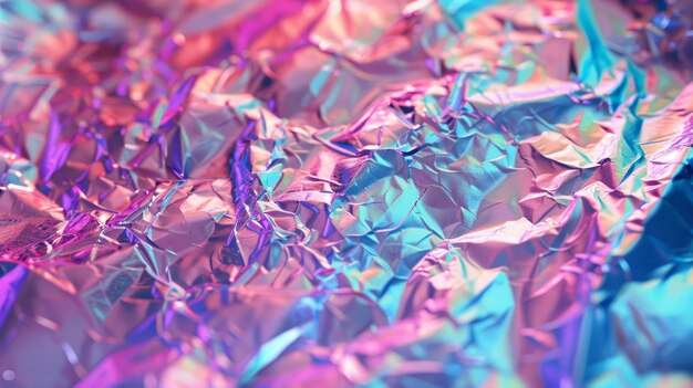 Holographic foil texture backdrop with iridescent shimmering reflections