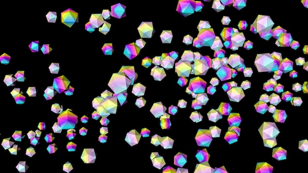 Photo holographic gems background 3d illustration rhinestones abstract wallpaper rainbow multicolor pyramids crystals diamonds jewelry fashion simple geometric shapes backdrop