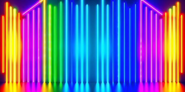 holographic glowing neon lines polygonal lights dark background