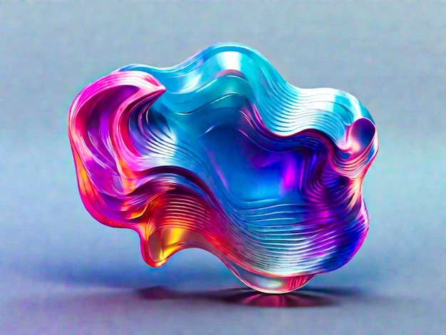 holographic gradient abstract shape 3d illustration on gradient background