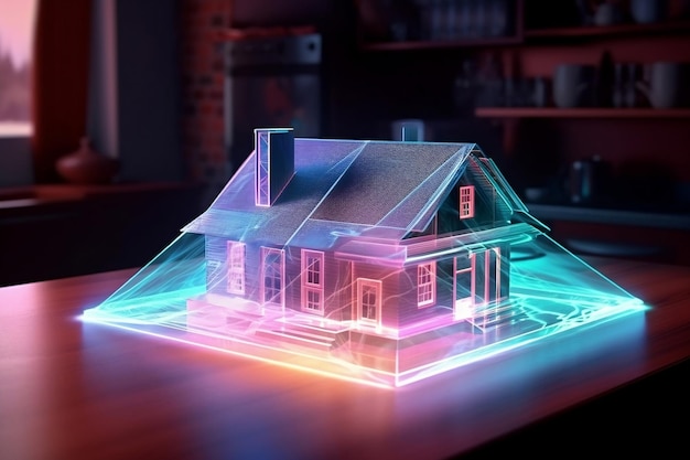 Holographic House Concept Futuristic Living and Virtual Reality Generative AI