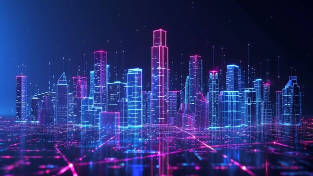 holographic illustration of city concept