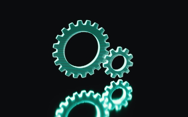 Holographic image of gear futuristic element 3d rendering