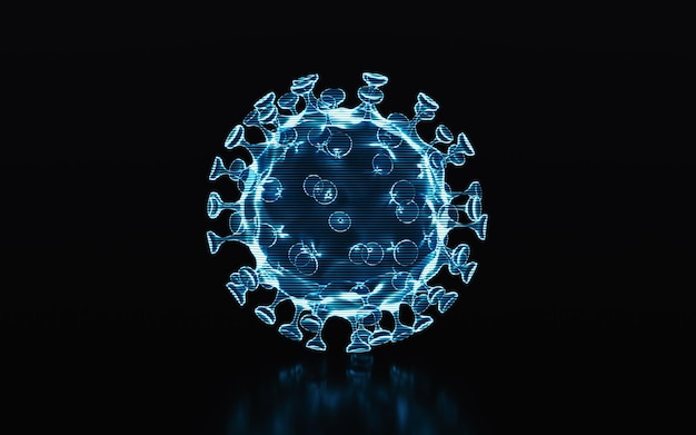 Holographic image of virus futuristic element 3d rendering