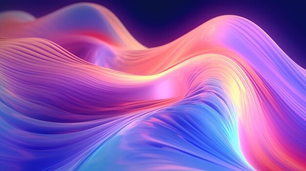 Holographic iridescent neon curved wave generative ai