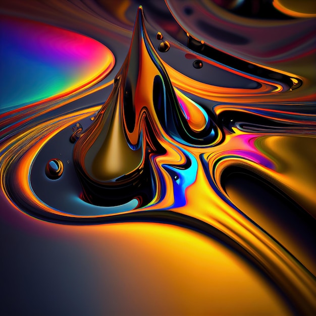 Holographic and metallic liquid painting background Generative Ai