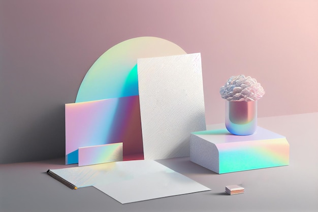 Holographic metallic mock up for business identity