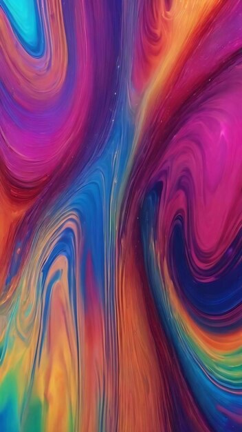 Holographic multicolored background on liquid multicolored background with paint stains fluid art