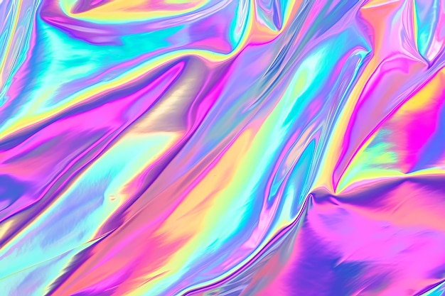 Photo holographic neon background colorful psychedelic abstract pastel color waves for background