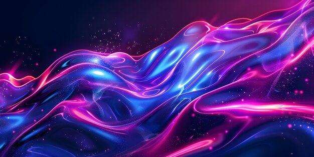 Holographic Neon Fluid Waves Background Ai Generated