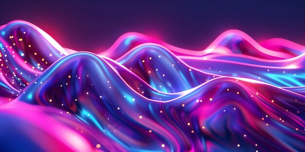 Holographic Neon Fluid Waves Background Ai Generated